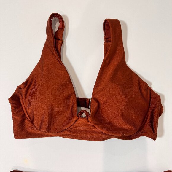 Chelsea & Violet Bronze High Waisted 2 Piece Swimsuit Size XL - Picture 3 of 5